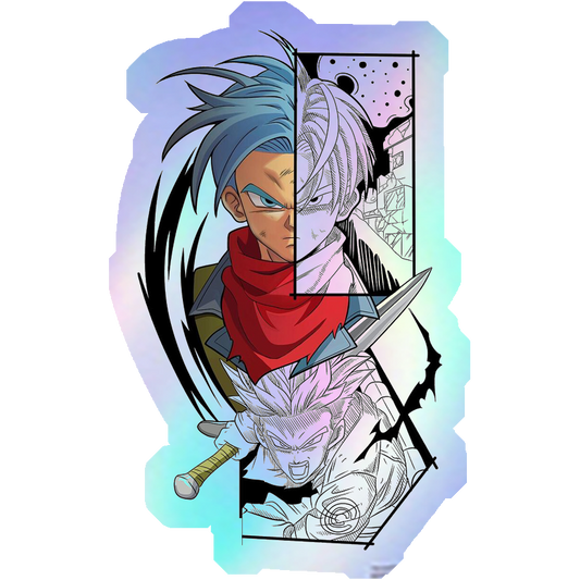 Future Trunks Split Art Holographic Stickers