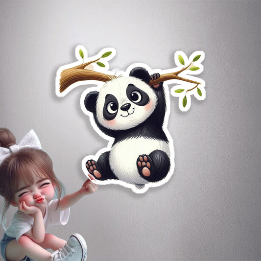 Panda Hanging On Branch Premium Vinyl Stickers