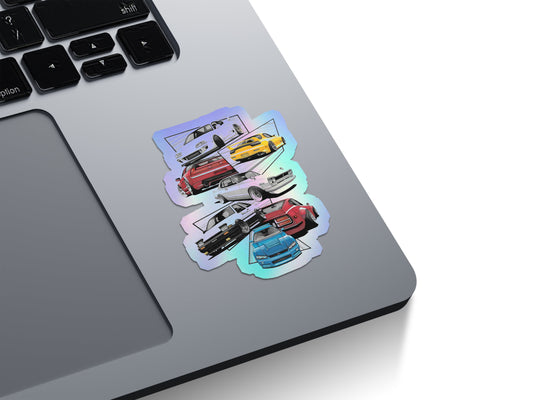 JDM Legends Car Collage Holographic Stickers