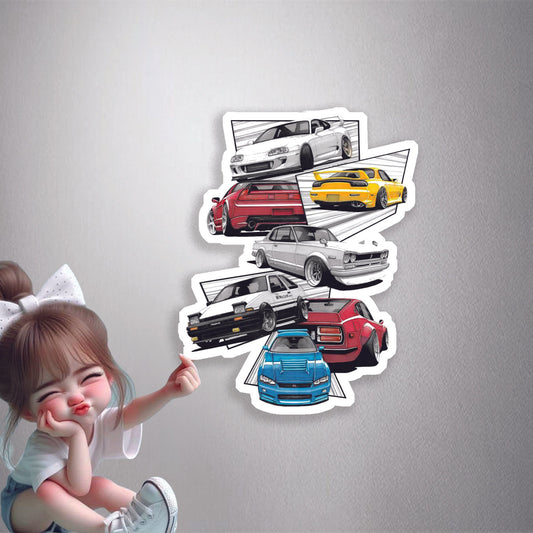 JDM Legends Car Collage Premium Vinyl Stickers