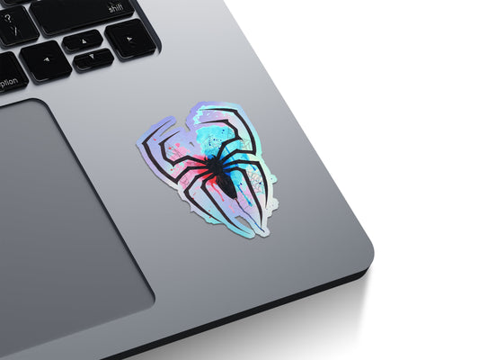 Watercolor Spider Logo Holographic Stickers