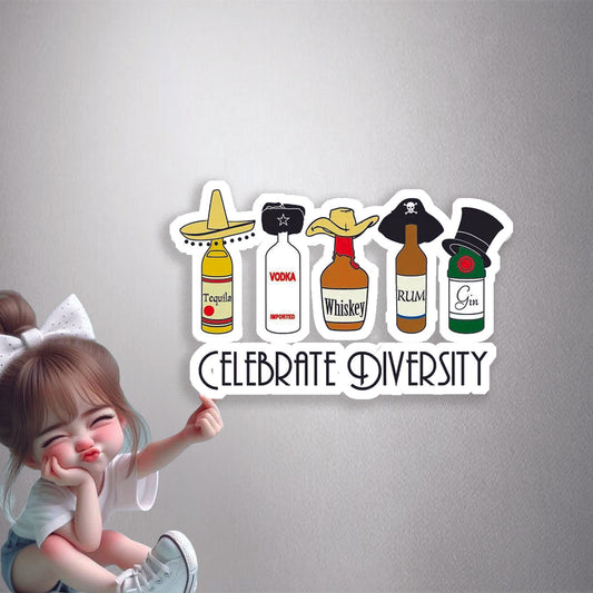 Celebrate Diversity Alcohol Premium Vinyl Stickers