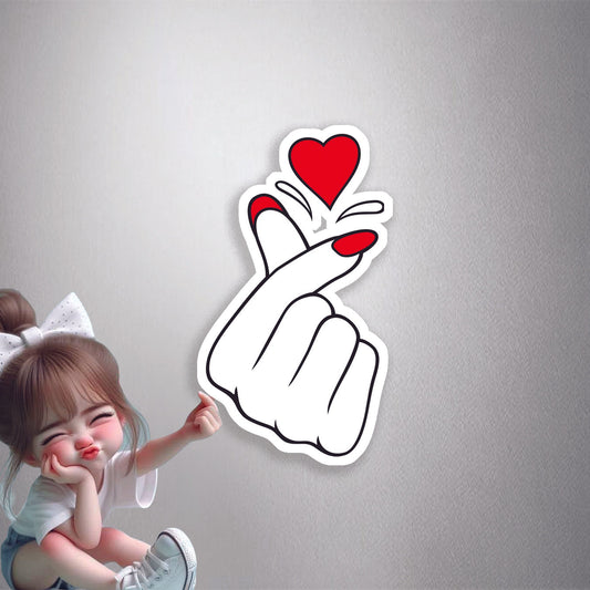 Korean Finger Heart Premium Vinyl Stickers