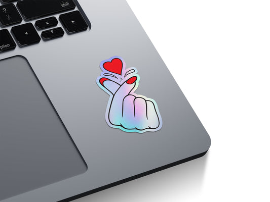 Korean Finger Heart Holographic Stickers