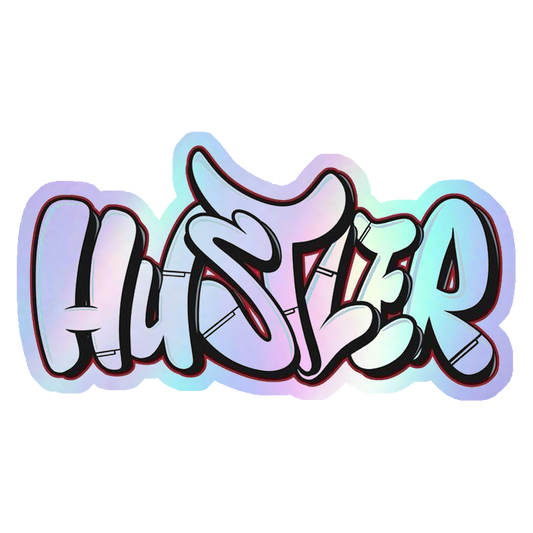 Hustler Graffiti Style Holographic Stickers