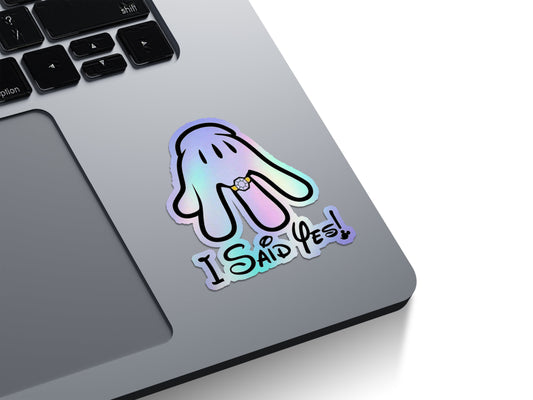 I Said Yes! Mickey Hand Holographic Stickers