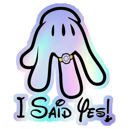 I Said Yes! Mickey Hand Holographic Stickers