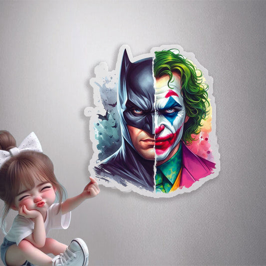 Batman and Joker Split Face Premium Vinyl Stickers