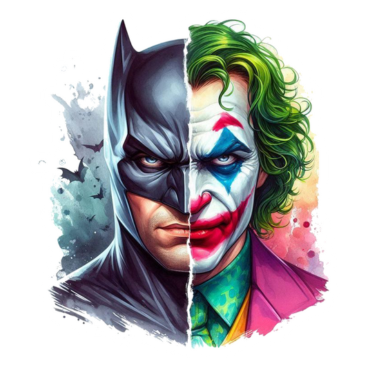 Batman and Joker Split Face Premium Vinyl Stickers