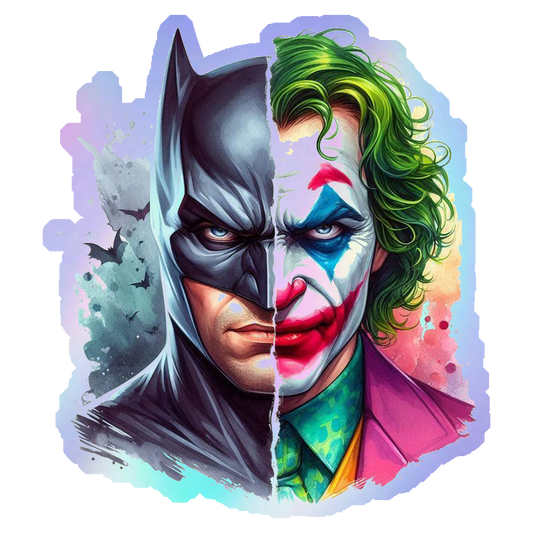 Batman and Joker Split Face Holographic Stickers