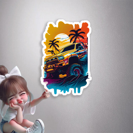 Off-Road Beach Sunset Premium Vinyl Stickers