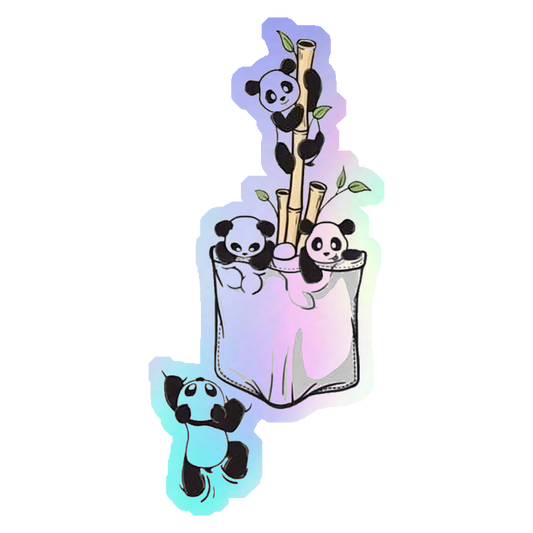 Pandas in a Pocket Holographic Stickers