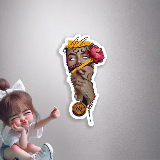 Sick Bitch Abstract Art Premium Vinyl Stickers