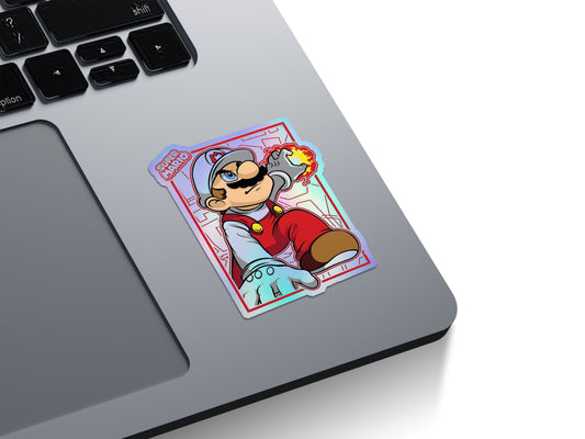 Super Mario Fireball Holographic Stickers