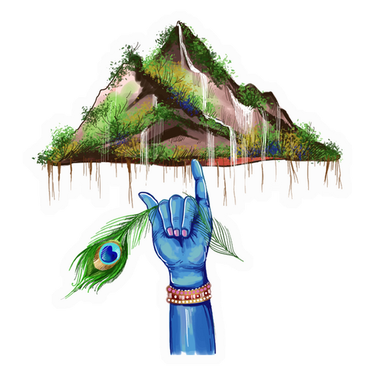 Krishna Govardhan Lift Premium Vinyl Stickers
