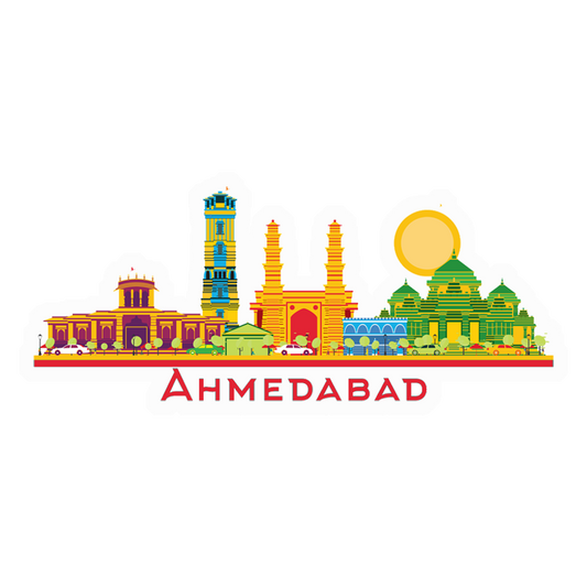 Colorful Ahmedabad Skyline Premium Vinyl Stickers