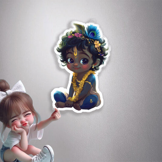 Baby Krishna Sitting Premium Vinyl Stickers