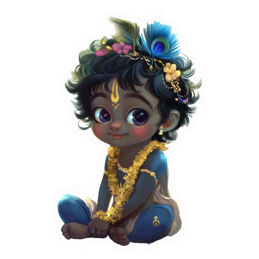 Baby Krishna Sitting Premium Vinyl Stickers