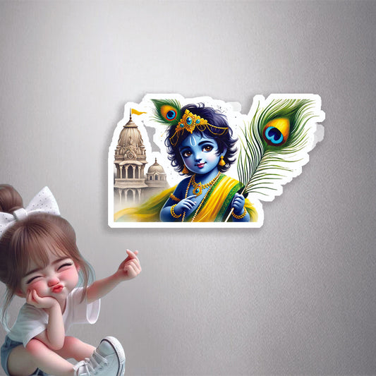 Baby Krishna Peacock Feather Premium Vinyl Stickers