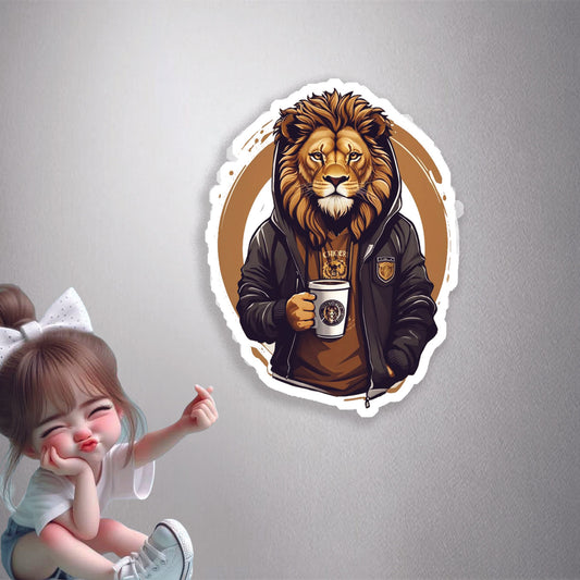 Lion Coffee Lover Premium Vinyl Stickers