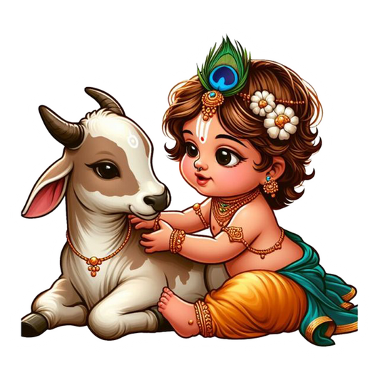 Baby Krishna & Calf Love Premium Vinyl Stickers