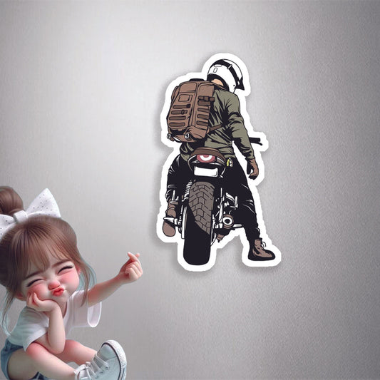 Motorcycle Rider Back Premium Vinyl Stickers