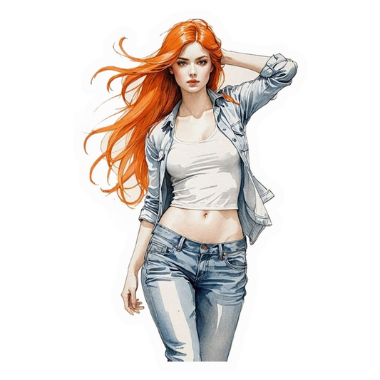 Redhead Denim Style Premium Vinyl Stickers