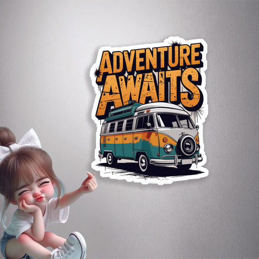 Adventure Awaits Van Premium Vinyl Stickers