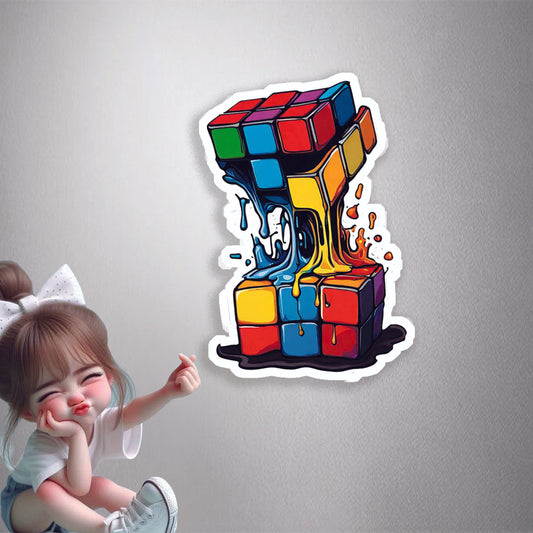 Melting Rubik's Cube Art Premium Vinyl Stickers