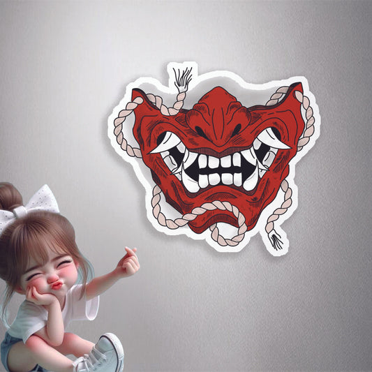 Red Oni Mask Premium Vinyl Stickers