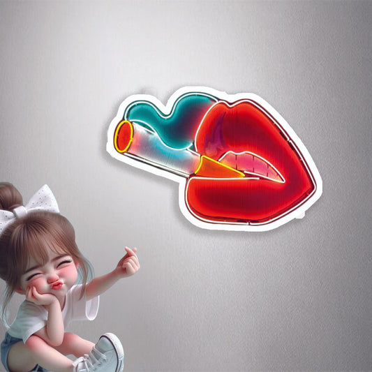 Neon Lips Smoker Premium Vinyl Stickers