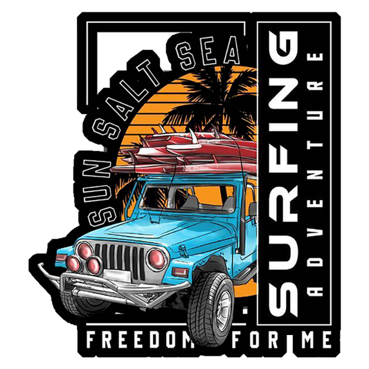 Surfing Adventure Jeep Premium Vinyl Stickers
