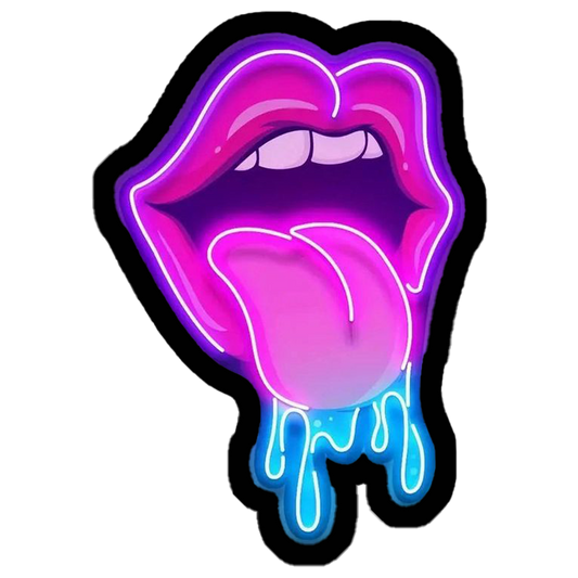Neon Dripping Lips Premium Vinyl Stickers