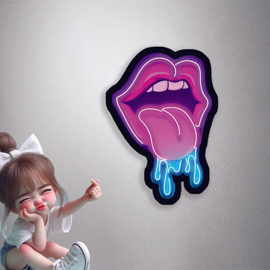Neon Dripping Lips Premium Vinyl Stickers