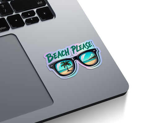 Beach Please Sunglasses Holographic Stickers