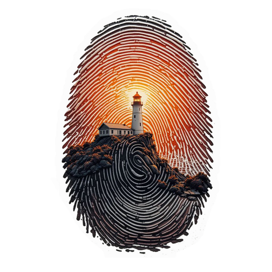 Lighthouse Fingerprint Art Premium Vinyl Stickers