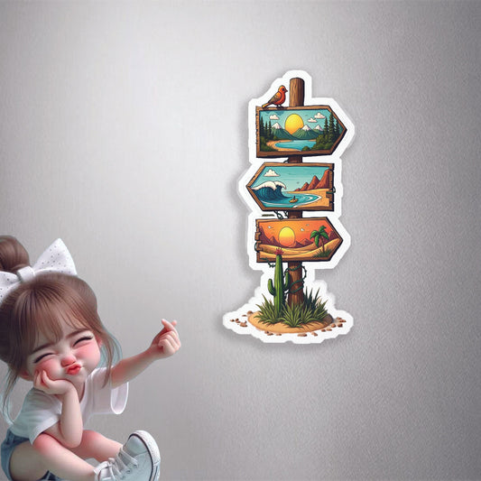 Scenic Directions Sign Premium Vinyl Stickers