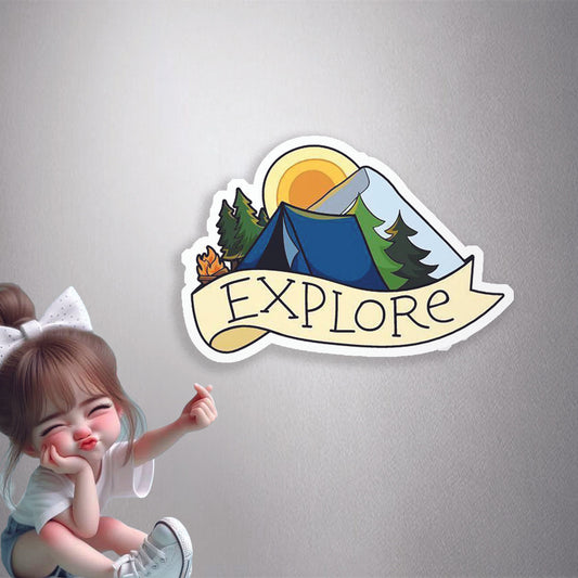 Explore Camp Mountains Premium Vinyl Stickers