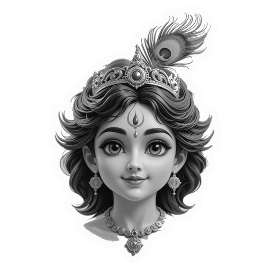 Baby Krishna Grey Scale Premium Vinyl Stickers