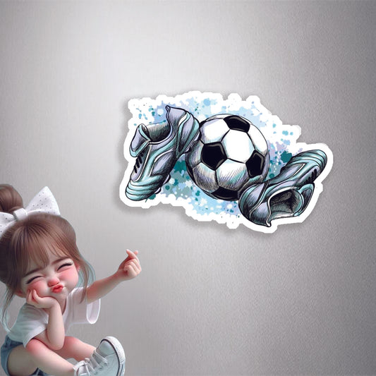 Football Shoes with Ball Premium Vinyl Stickers