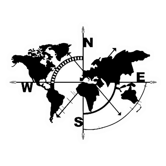 B&W Compass Map Premium Vinyl Stickers