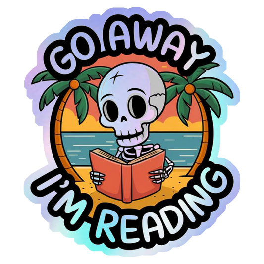 Go Away Reading Skeleton Holographic Stickers