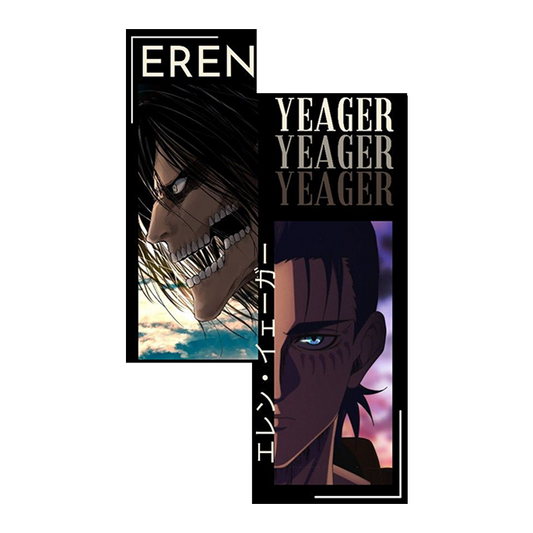 Eren Yeager two face (framed)Premium Vinyl Stickers
