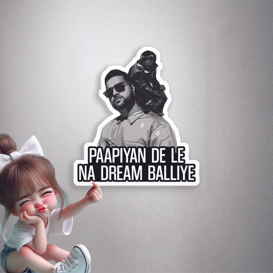 Karan Aujla B&W with Monkey Premium Vinyl Stickers