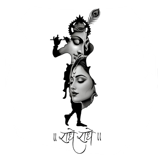 Krishna Radha B&W cutout Bumper Sticker