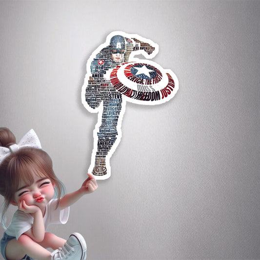 Captain America Word Art Premium Vinyl Stickers