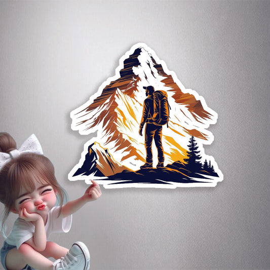 Mountain Hiker View Premium Vinyl Stickers