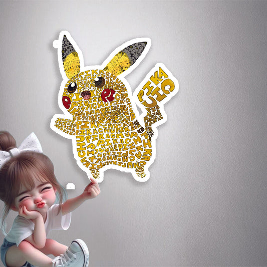 Pikachu Word Art Premium Vinyl Stickers