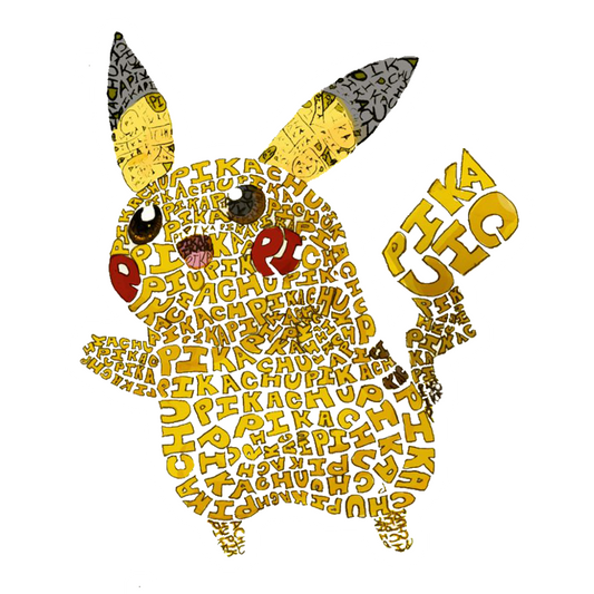 Pikachu Word Art Premium Vinyl Stickers