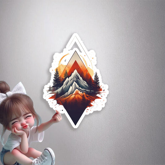 Geometric Mountain Forest Premium Vinyl Stickers